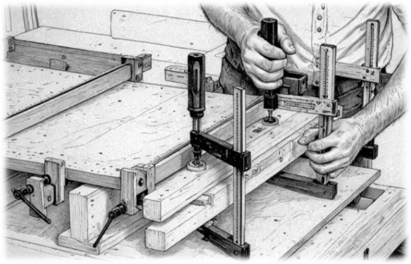 basic caul setup for glue-ups